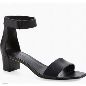 Vince Black Leather Ankle Strap Block Heel Sandals Women 9 Open Toe Dress Shoes